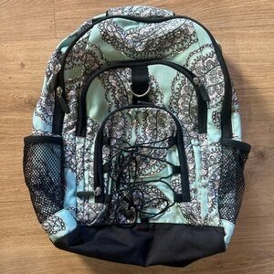 Aqua Paisley Multi-Pocket Backpack